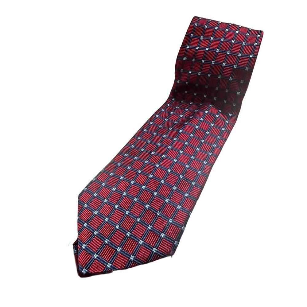 Brooks Tie Mens Checkered Red Blue Classic Dress USA Silk Formal Accessory